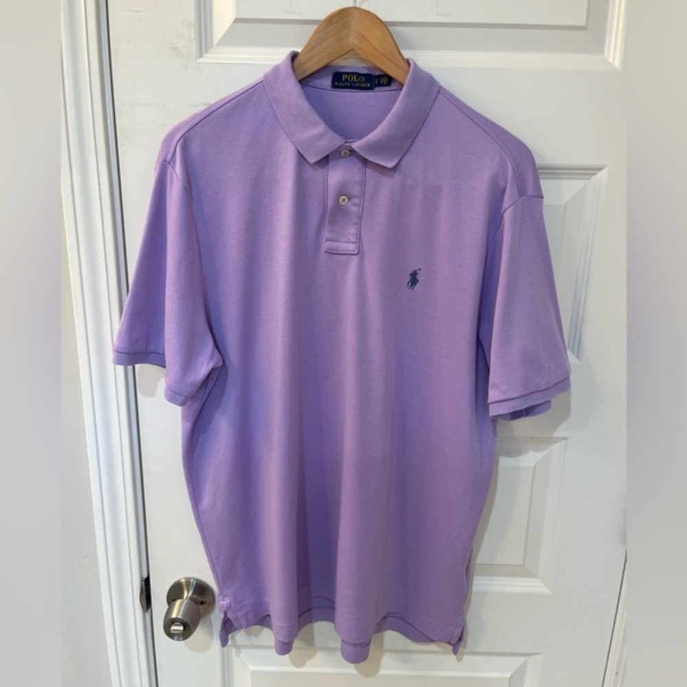 Polo Ralph Lauren Mens Purple Short Sleeve Polo Shirt Pony Logo Golf Preppy L‎